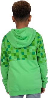 Minecraft Hoodie Boys Zip Up Green 7-8 Years 100% Cotton view 5