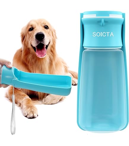 Amazon Pet Water Bottles Dog Water Bottle And Bowl 2-in-1 With Food Container For Treats, Steak, Sticks, Bars - Portable Pet Water Dispenser For Hiking, Travel (Blue, 18CM Water Bottles For Dogs