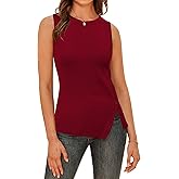 Arach&Cloz Women's Wool Blend Side-Button Slit Summer Casual Trendy Sweater Tanks 2026
