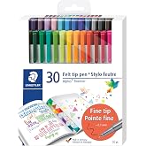 STAEDTLER triplus Fineliner 30pc Pen Set: 0.3mm, Assorted Colors, Ergonomic
