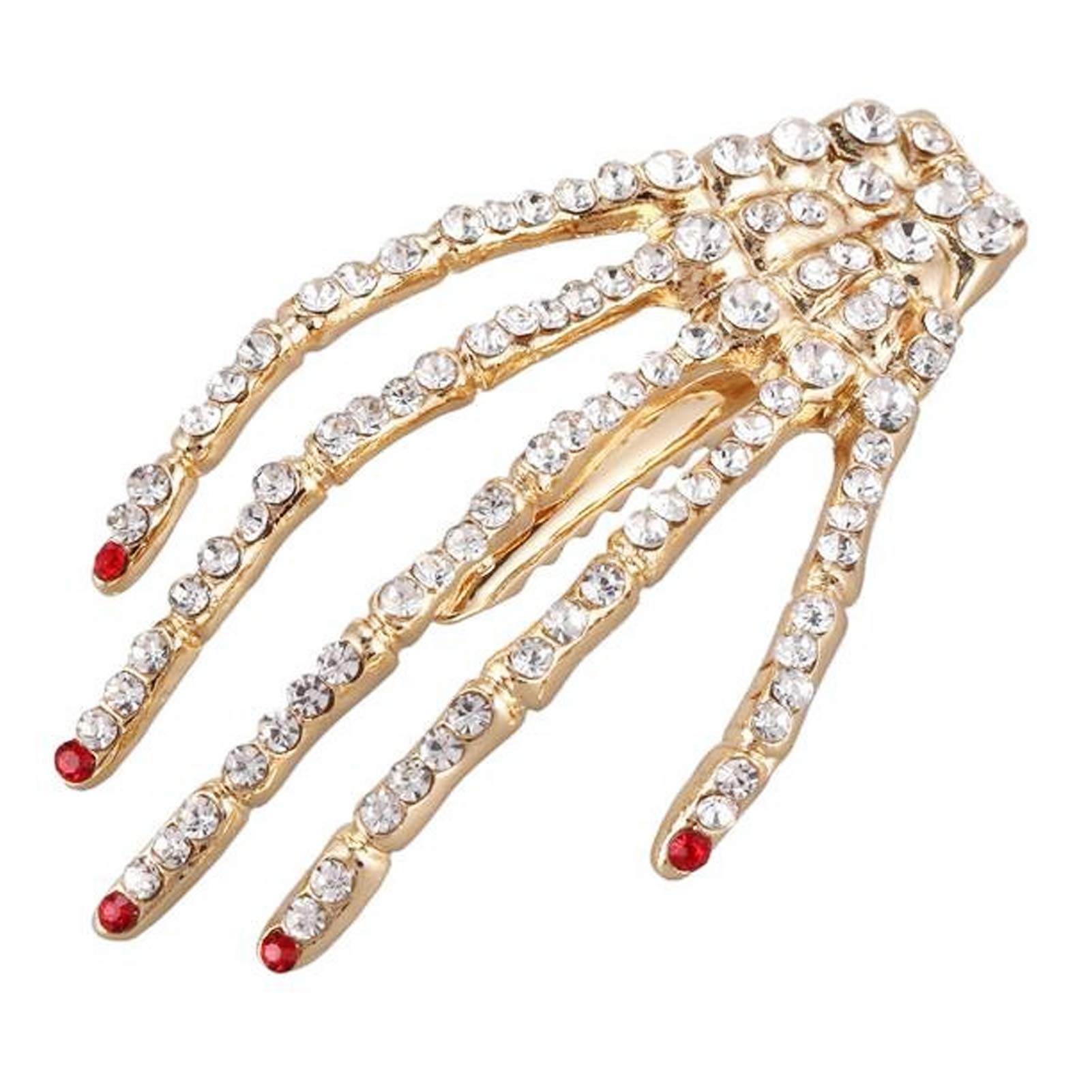 Alloy Rhinestone Skeleton Claws Skull Hand Hair Clip Hairpin Zombie Punk Horror Bobby Claw Barrette Halloween Hair Accessories For Women Cosplay Halloween Parties
