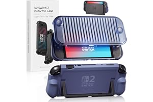 Sanyetral Dockable Case for Nintendo Switch 2 2025, Hard PC Front Cover + Clear Matte Hard Back Shell with Soft TPU Ergonomic Grip, Supports Stand Use and Charging Dock for Switch 2 -Blue