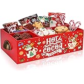 Christmas Hot Cocoa Bar Wood Station Organizer Countertop with 4 Compartment Cocoa Decorative Storage Bins Vintage Open Holde