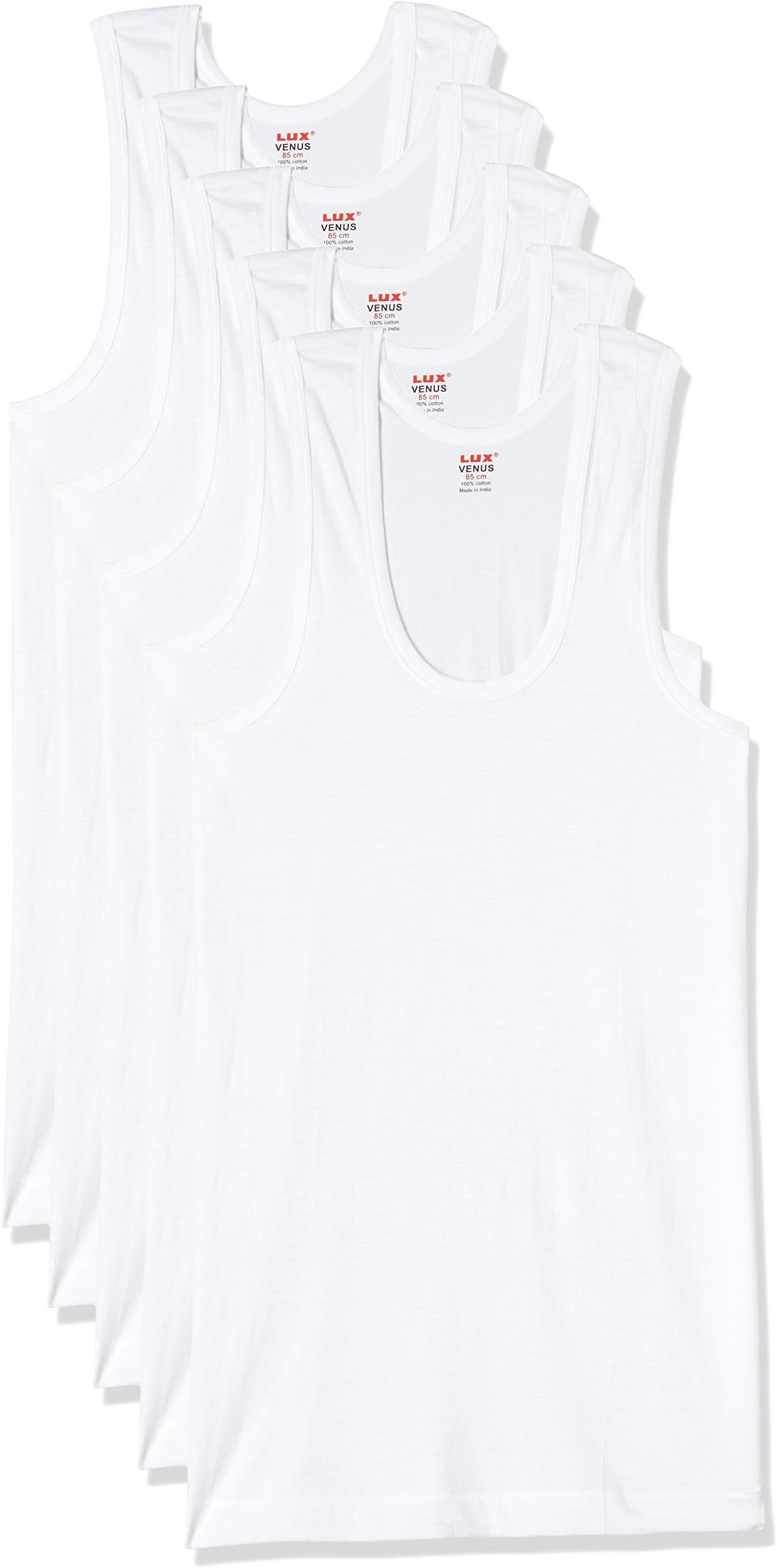 LUX VENUS Men's Cotton Vest (Pack of 5)