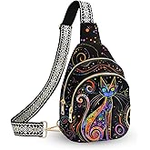 LYEMVHE Leather Sling Bag Small Crossbody Backpack Travel Shoulder Pack Hiking Adjustable Chest Daypack for Women