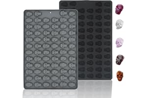 Dioycli 2Pcs Skull Mold, 140 Cavity Mini Gummy Skull Candy Molds Food Grade Halloween Skull Silicone Molds for Chocolate, Fon
