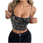 SHENHE Women's Y2k Spaghetti Strap Tank Sequin Crop Top Sleeveless Going Out Sexy Camisole