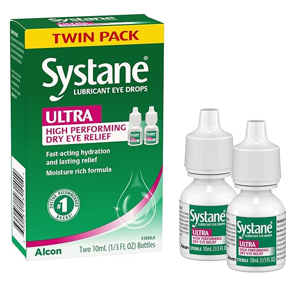 SYSTANE ULTRA LUBRICANT EYE DROPS, ARTIFICIAL TEARS FOR DRY EYE, TWIN PACK, 10-ML EACH