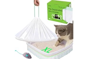 AWOHH 30 Tidy Draw-Pack Cat Litter Box Liners, Secure Fit With Rubber Band, Tear-free, Drawstring Large/Jumbo 36" x 16" Cat Litter Liner Bags For Litter Box, Firm Easy Fit, Heavy Duty