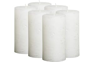 BOLSIUS Rustic Metallic Set of 6 White Unscented Pillar Candles – 2.75 X 7.5 Inches Decoration Dinner Party Wedding Candles –