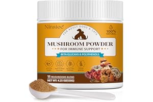 NINSIEC Mushroom Supplement Powder for Dogs & Cats, Turkey Tail Mushroom for Pets, Lipoma for Cats, 11 Organic Mushroom Complex, Partner Guard for Dogs Lumps and Bumps