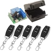 DieseRC 433Mhz Universal Wireless Remote Control Switch DC 12V 1CH RF Relay Receiver Module with 5 Transmitters EV1527 Learning Code Remote Switch