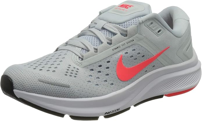 NIKE Women's W AIR Zoom Structure 23 Running Shoe, Pure Platinum Flash Crimson Lt Armory Blue 