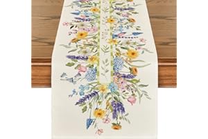 Artoid Mode Bloom Flowers Florals Lavender Summer Table Runner, Seasonal Spring Holiday Kitchen Dining Table Decoration for H
