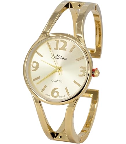 Elegant Mother of Pearl Metal Cuff Watch - Stylish Gold Timepiece for Women Amazon.com: Rosemarie Collections Women main image 4
