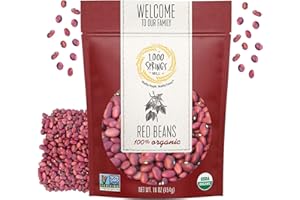 1000 Springs Mill - Organic Red Beans | Used for Soups, Salads, Chili or as a Sweet Paste for Desserts | Bulk Dry Red Beans | Resealable Bag | Vegan Friendly | 16oz (Pack of 1)