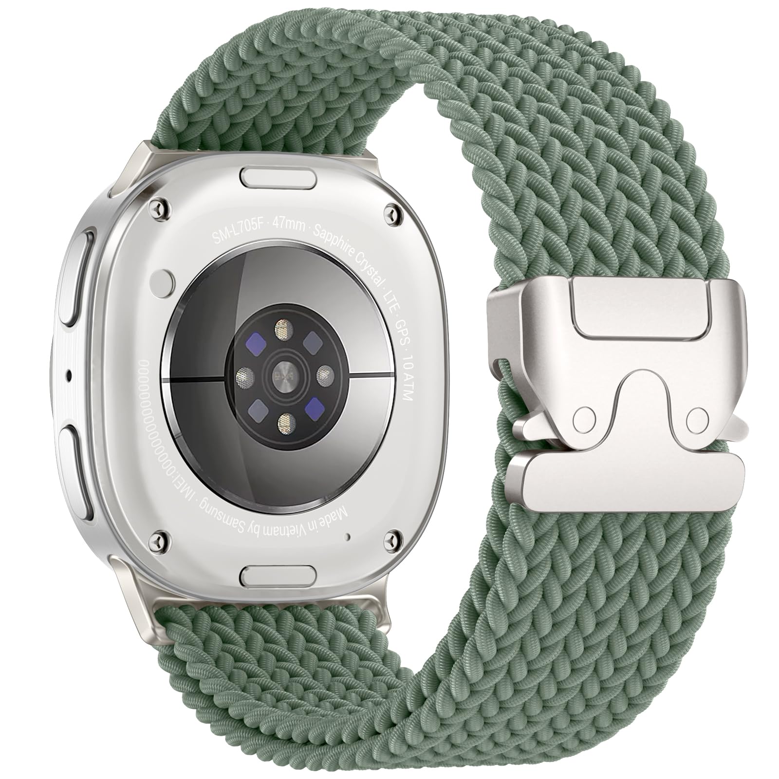 Adorve Compatible with Samsung Galaxy Watch 8 Band 40mm 44mm/Watch 8 Classic 46mm, No Gap One Click Braided Stretchy Nylon Sport Solo Loop with Adjustable Parachute Buckle for Galaxy Watch 8 Classic