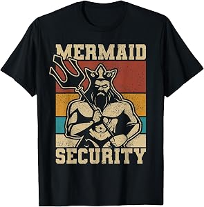 Mermaid Security Bday Costume Merman Birthday Party Outfit T-Shirt