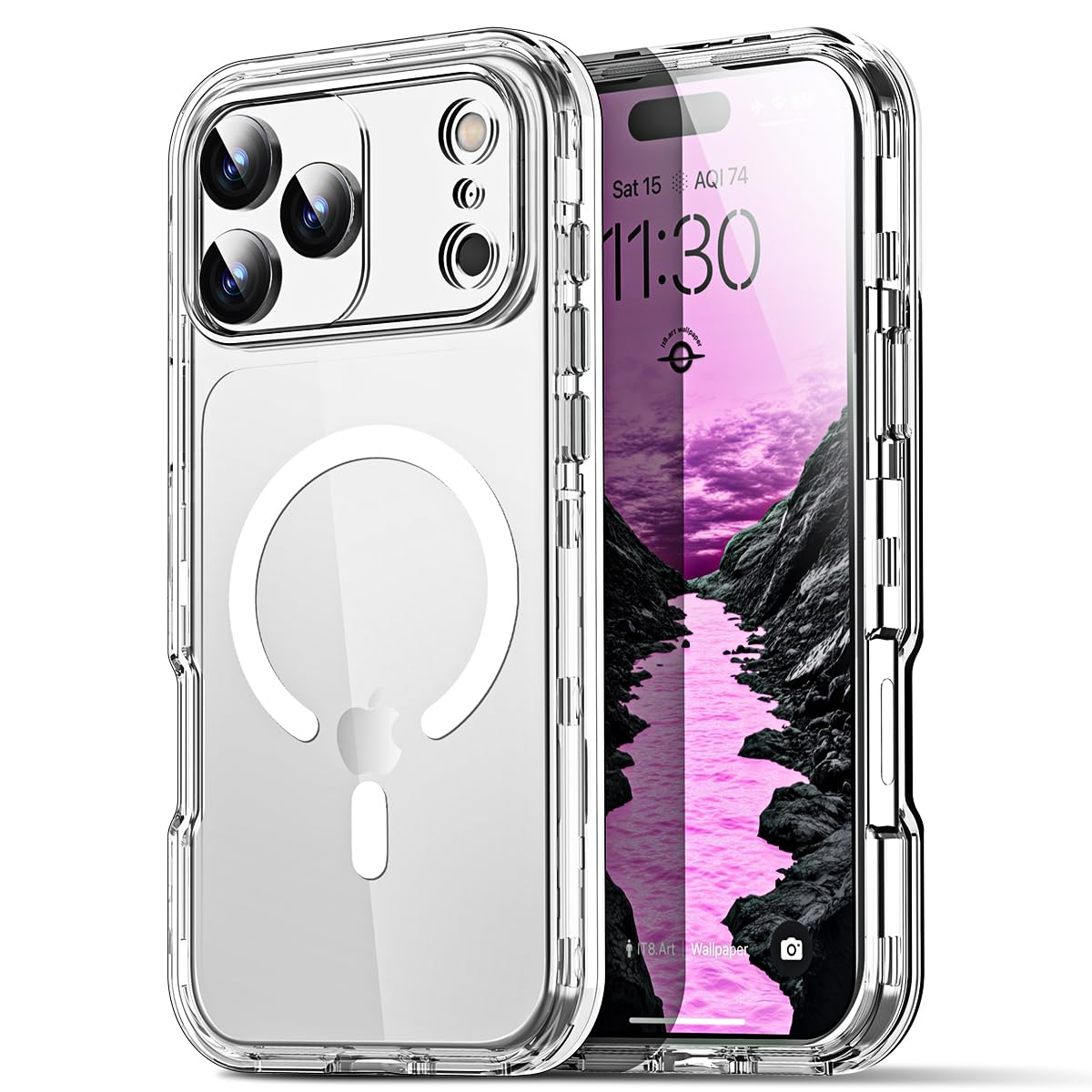 Photo 1 of AICase for iPhone 17 Pro Case Clear[Compatible with MagSafe] Heavy Duty Drop Protection Full Body Rugged Shockproof/Dust Proof 3-Layer Military Protective Tough Durable Cover for iPhone 17 Pro 6.3"