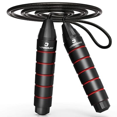 Vinsguir Jump Rope, Adjustable length Jumping Rope for Workout, Lightweight Skipping Rope for Exercise, Tangle-Free &amp; Double Ball Bearing, Rope Skipping for Boxing, Fitness, Home Gym, Cardio