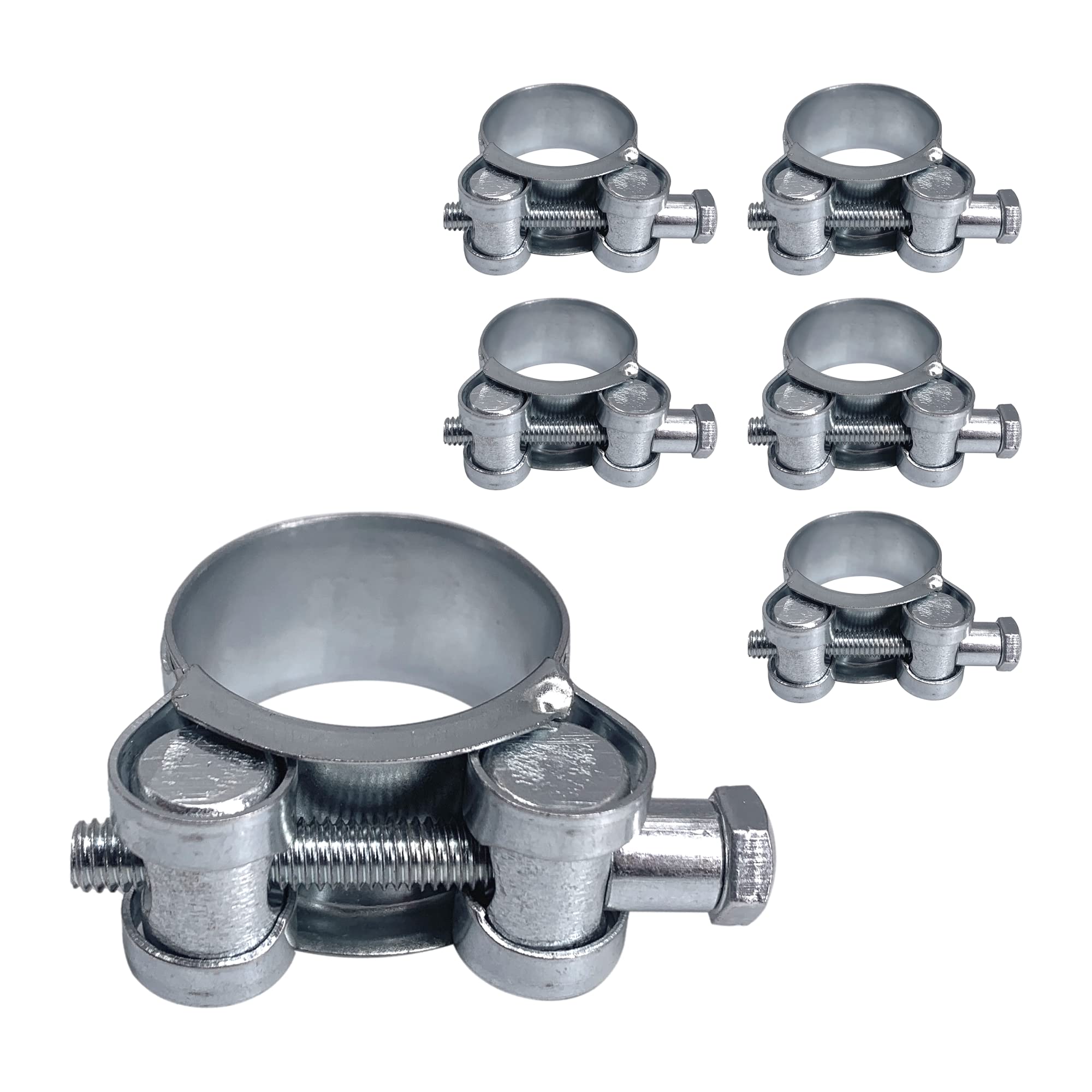 (Pack of 6 pcs) Pipe 29-31 mm Strong Reinforced Pipe Clamps, Galvanized Steel Tube Hose Clamp Fasteners (6 pcs, 29-31 mm)