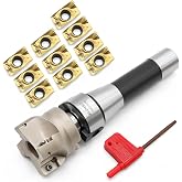 Jecoupoon R8 FMB22 7/16-20UNF Face Mill Arbor 400R 50MM Shell Mill Cutter | 10Pcs APMT1604 Carbide Inserts and T15 Wrench