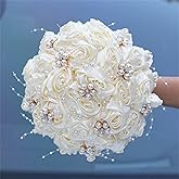 TUAGYMKR Handmade Rhinestone Bridal Bouquet Crystal Wedding Round Tossing Bouquet Artificial Flower Bunch for Bride Bridesmaid