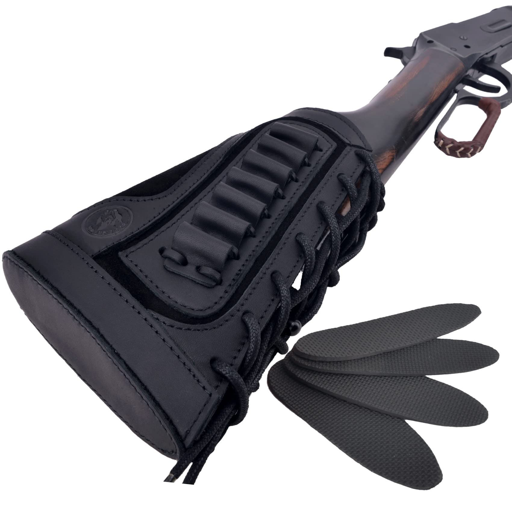 thumbnail image 2 of Ammo Holder Cheek Pad WAYNE'S DOG Leather Cheek Rest & Recoil Pad - No Drill Rifle Stock Harness With Ammo Holder Gun Stock Accessory Leather 2 of 13
