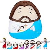 NIUBEHOHO Jesus Plush Pillow Christian Gifts - Jesus Stuffed Animal Perfect Religious with Prayer Design Blue 10 Inch