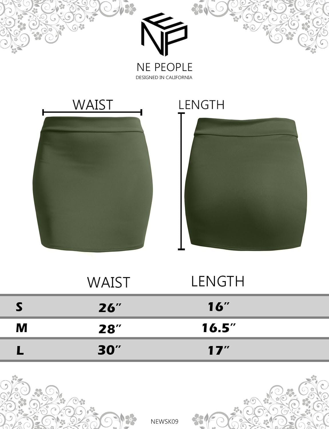 NE PEOPLE Women's Stretch Knit Bodycon Mini Pencil Skirt Made in USA: Clothing
