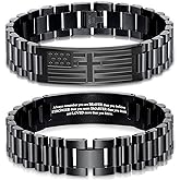GLEZZA Valentines Day Gifts for Him-Bracelets for Men American Flag Cross Bible Verse Bracelet Christmas Birthday Christian Gifts for Dad Daddy New Dad,Adjustable Size