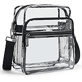 LATMAP Clear Bag for Stadium Events 12x6x12 Clear Purse with 3-Zipper Pockets Crossbody Handbag Tote for Concerts Sports