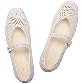 Frank Mully Womens Casual Flat Shoes Square Toe Shoes Knitted Mesh Flat Comfort Work Flat Shoes for Daily Washable