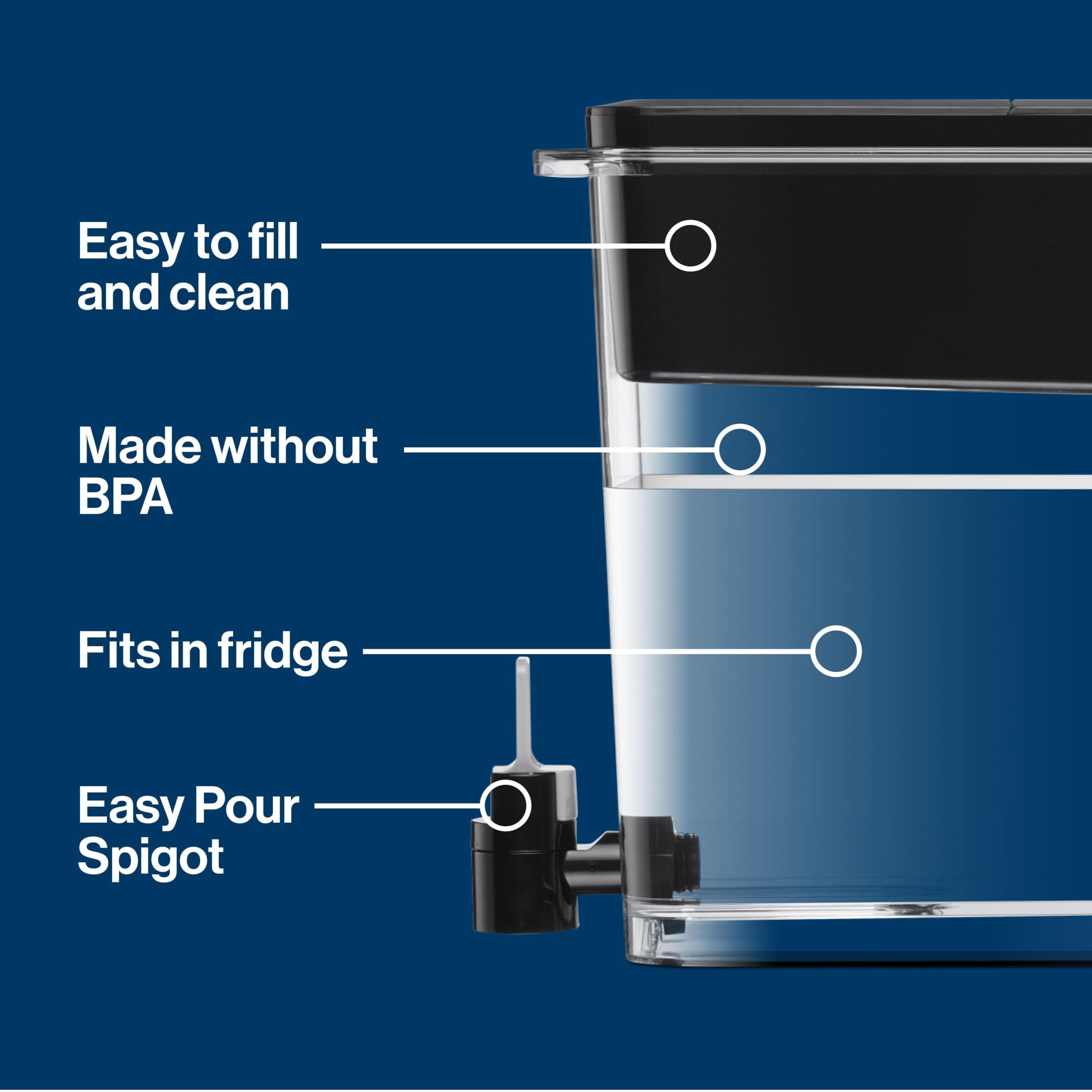 Brita Water Dispenser, UltraMax Elite Filter, Removes 99% of Lead, Includes 1 Filter, 27-Cup Capacity, Black