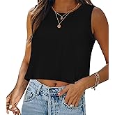 Crop Tops for Women Tank Summer Casual Sleeveless Loose Fit Basic Shirts