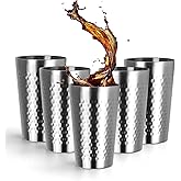 Yummy Sam 12oz Stainless Steel Double Wall Cups, Insulated Drinking Glasses for Hot & Cold Drinks, Metal Cups, Unbreakable Tumblers, for Party, Camping (Silver), 5Pack, 355ml
