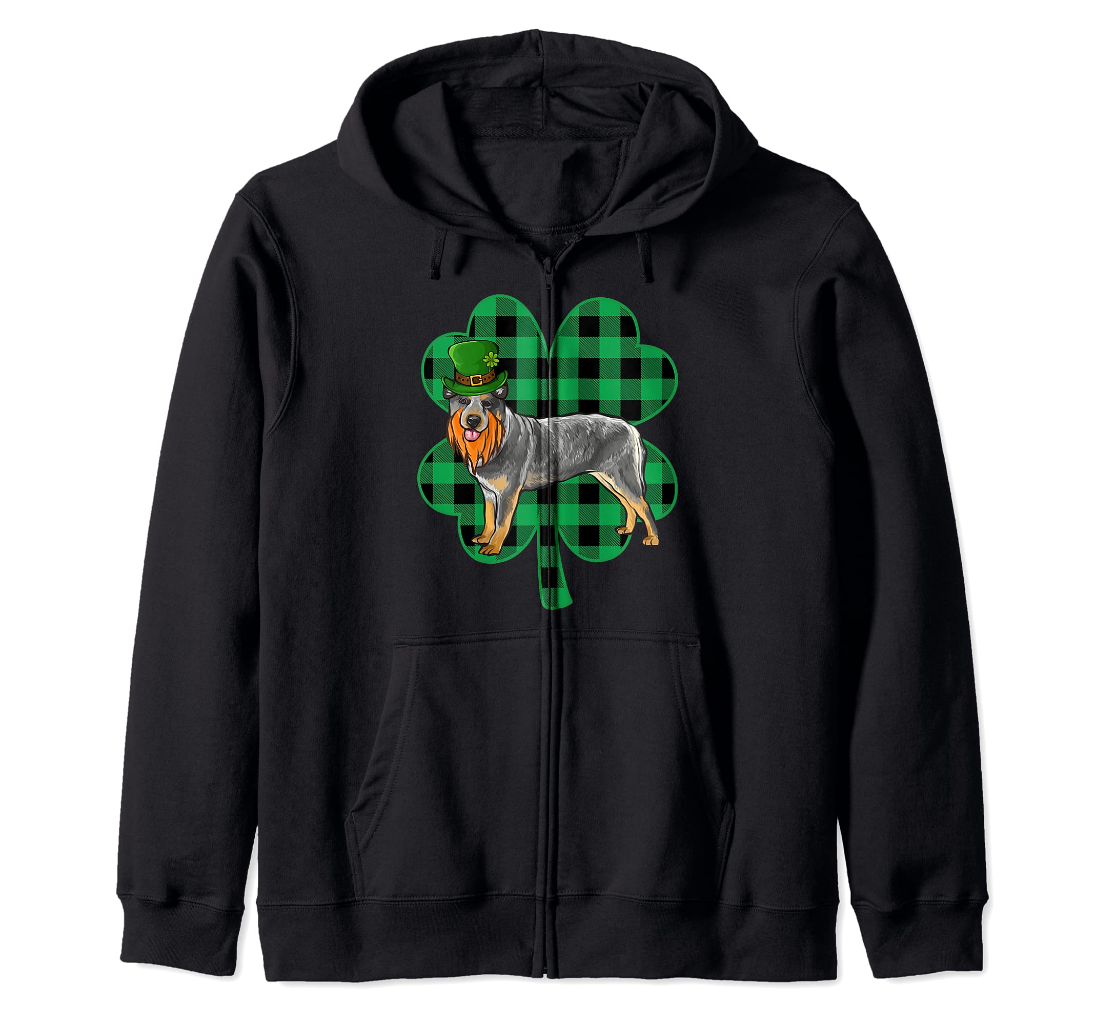 Australian Cattle Dog Leprechaun St Patricks Day Clover Zip Hoodie