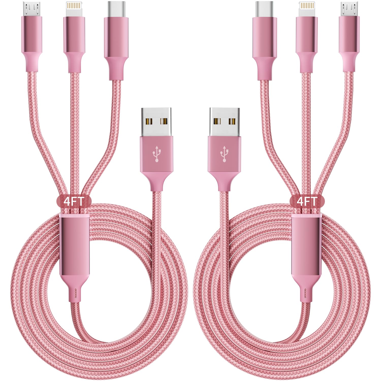 Photo 1 of IDISON Multi Charging Cable(2Pack 4FT), 3 in 1 Charging Cable Nylon Braided Travel Charger Universal USB Cable with Type C/Micro/IP Port for iPhone17/16/14, Most Cell Phones & Pads and More
