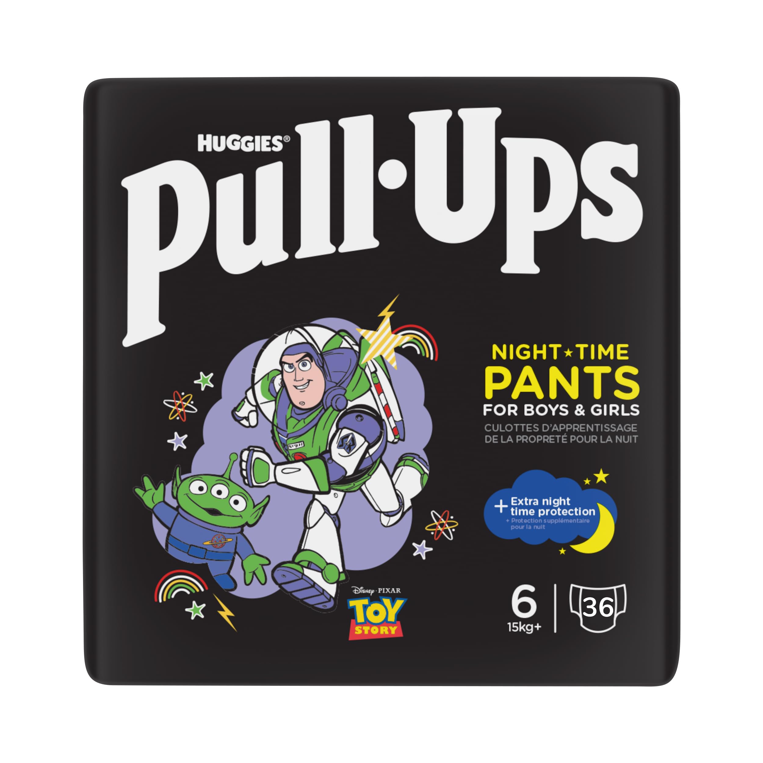 Huggies Pull-Ups, Trainers Night Nappy Pants for 2-4 Years - Size 6-7 Pull Up Nappies (36 Pants) - Extra Night Time Protection - Support for Consistent Potty Training Routines