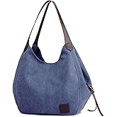 DOURR Women's Multi-pocket Shoulder Bag Fashion Cotton Canvas Handbag Tote Purse