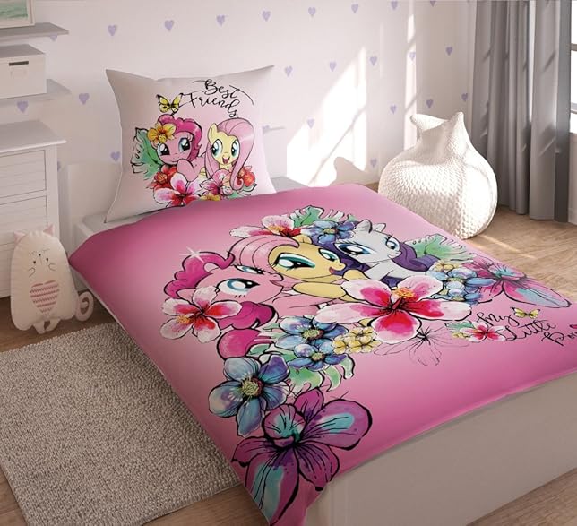 title=Hasbro My Little Pony Biancheria da letto Copripiumino Singolo, Cotone, blu,