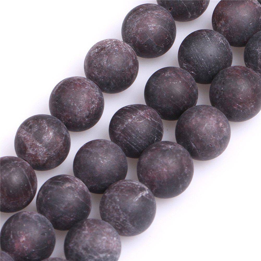 Round Natural Frosted Matt Antiqued Red Garnet Stone Beads for Jewellery Making 15'' (12mm)