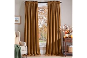 Lazzzy Velvet Blackout Curtains Thermal Insulated Room Window Drapes Super Soft Luxury Curtains for Living Room Bedroom Rod Pocket 2 Panels, Gold Brown, 52" W x 96" L