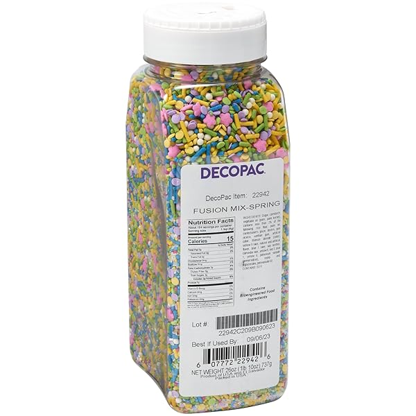 DECOPAC SPRING FUSION MIX SPRINKLES, 26OZ, SHAPED CANDY SPRINKLES IN HANDHELD CONTAINER, EDIBLE DECORATIONS FOR CELEBRATION CAKES, CUPCAKES, COOKIES AND DONUTS