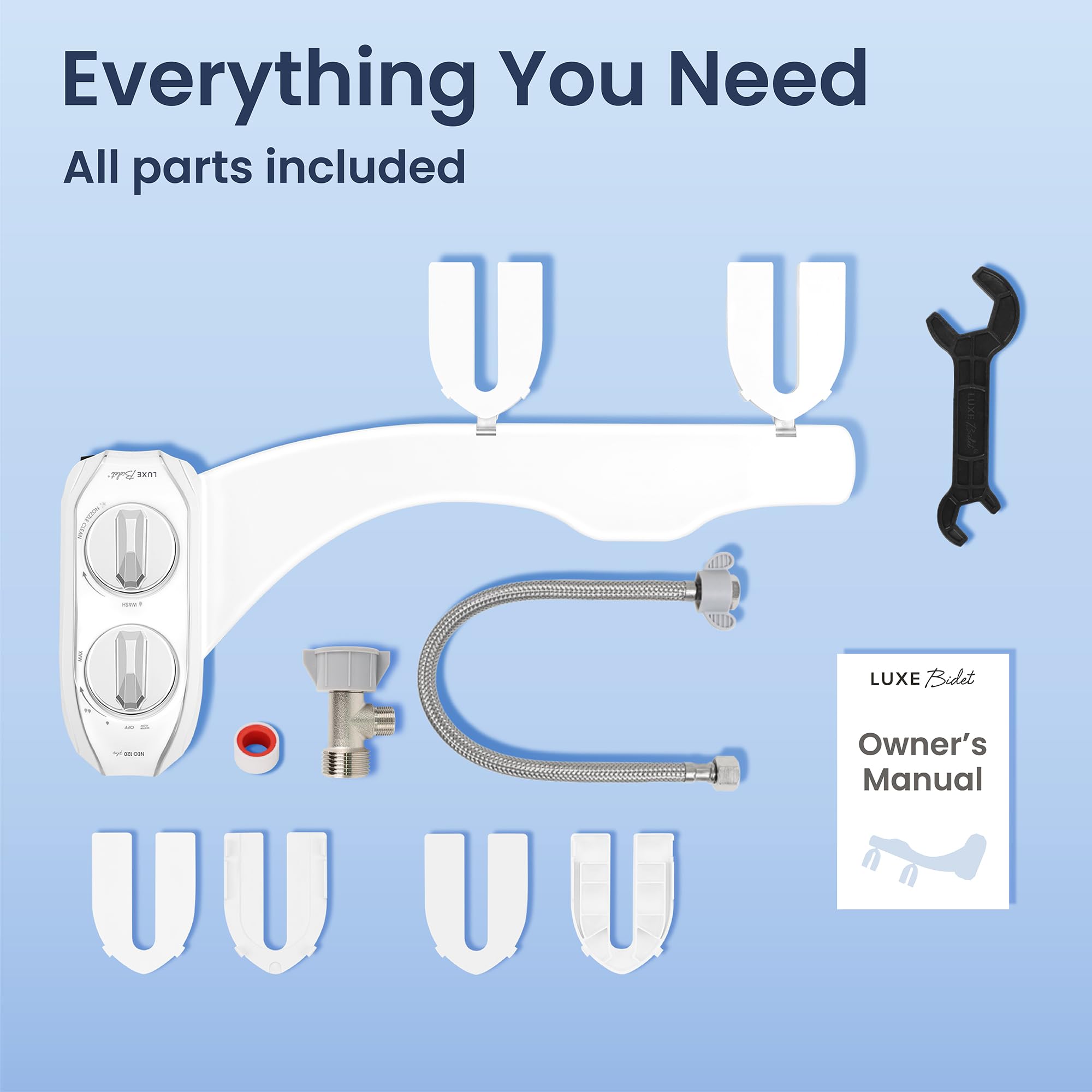 LUXE Bidet NEO 120 Plus - Single Nozzle, Non-Electric Bidet Attachment for Toilet Seat, Patented Slide-In Install, 360° Self-Clean, EZ-Lift to Clean, Rear Wash (Chrome)