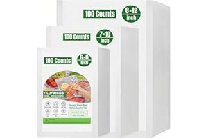 300 Count Vacuum Sealer Bags - Food Saver Bag (8x12,7x10,6x8) Precut Quart for Vacuum Seal, Meal Prep,Sous Vide, BPA Free, He