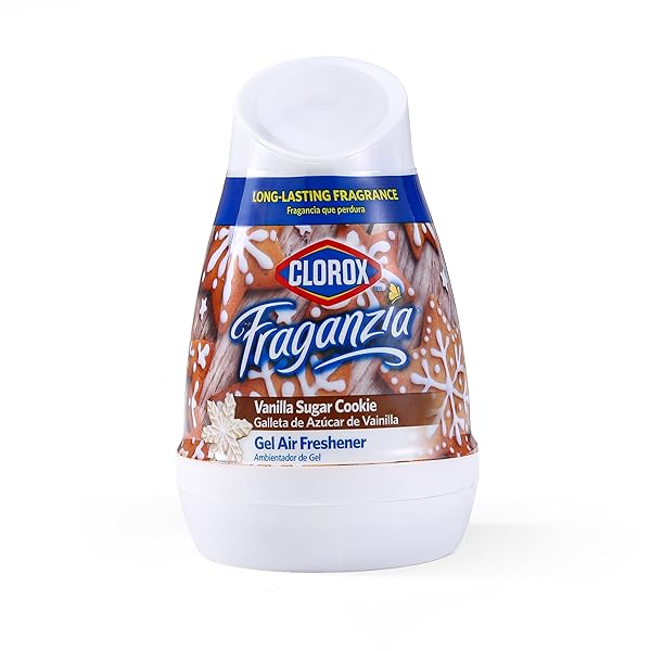 CLOROX FRAGANZIA GEL AIR FRESHENER CONE, VANILLA SUGAR COOKIE SCENT – NO-PLUG, BATTERY-FREE AIR FRESHENER FOR SMALL ROOMS, CLOSETS, KITCHENS, BATHROOMS, OFFICES AND MORE, 6 OUNCE