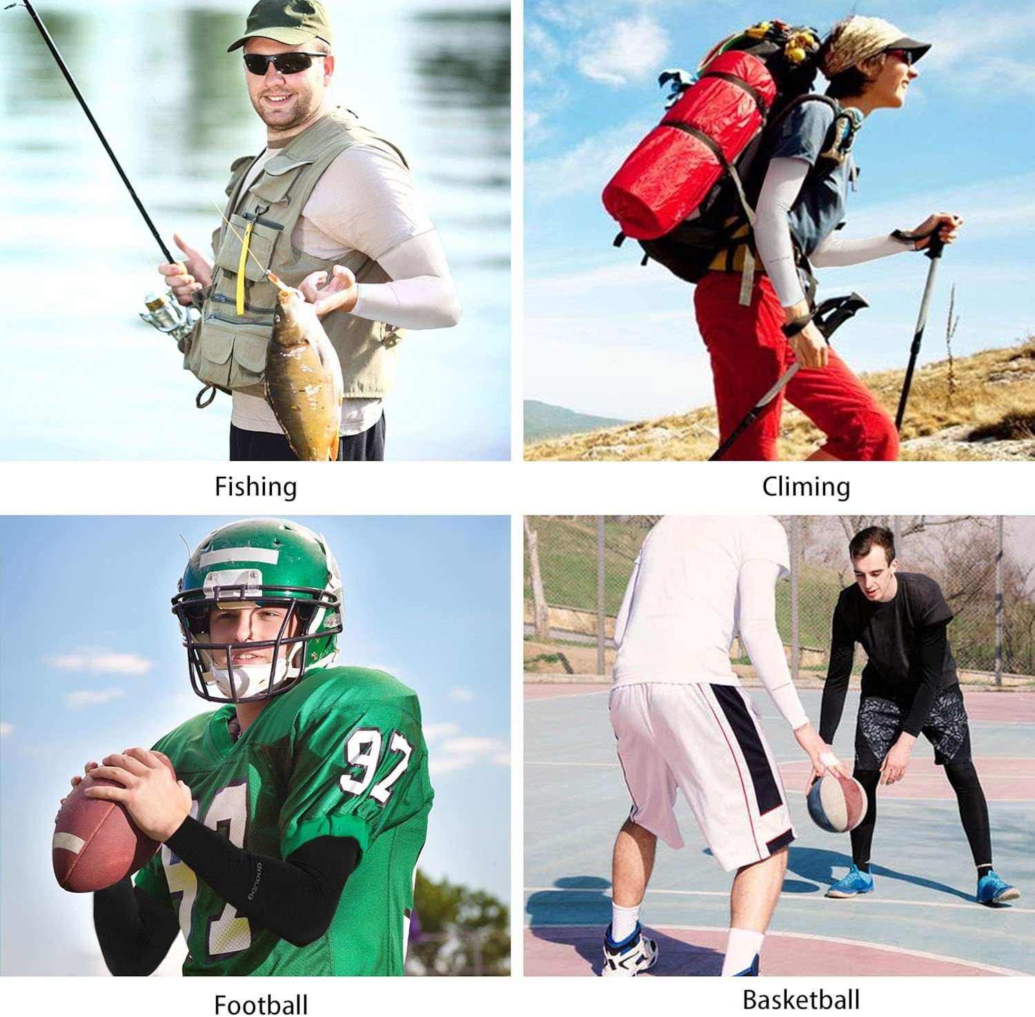 UV Sun Protection Cooling Arm Sleeves for Men & Women Compression Tattoo Sleeves for Baseball Football Running Cycling: Clothing