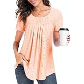 REGAI Women's Tunic Tops Loose Fit Short Sleeve Shirts Crew Neck Summer Casual Tops