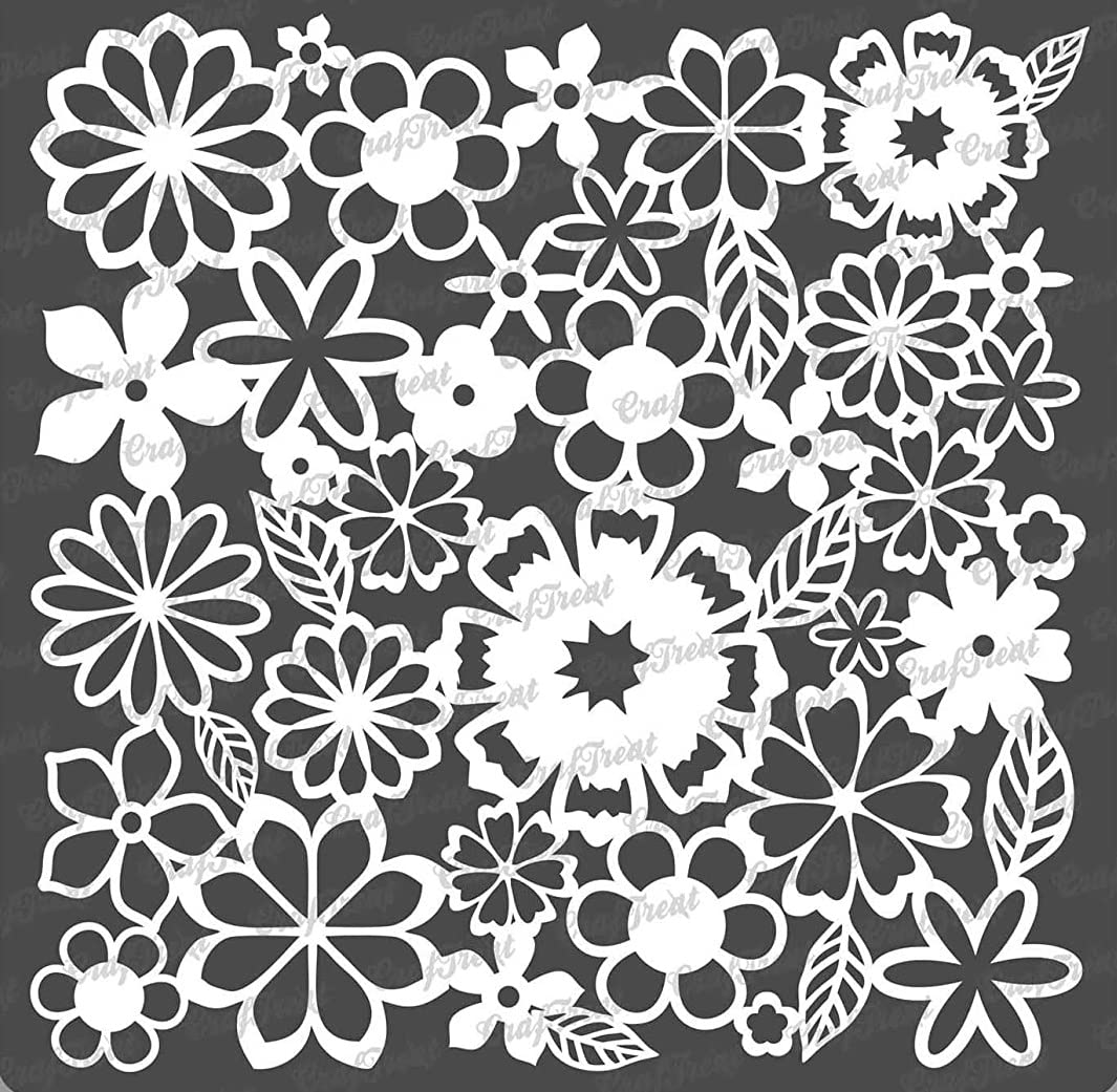 CrafTreat Reusable Flower Stencils for Painting on Wood, Canvas, Paper, Fabric, Floor, Wall and Tile - Brimming Blooms - 6x6 Inches - DIY Art and Craft Stencils for Painting Flowers